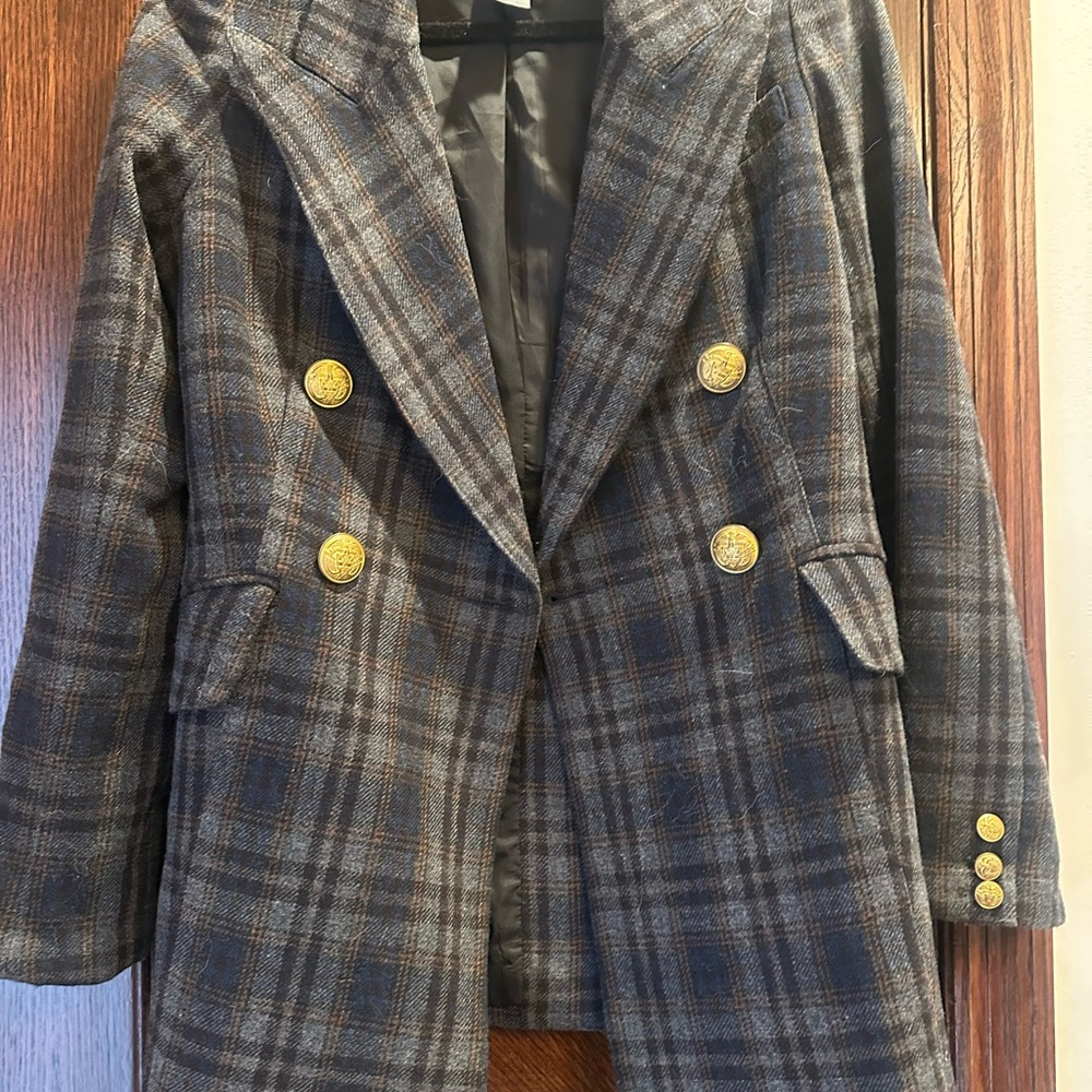 Plaid Double-Breasted Women's Coat